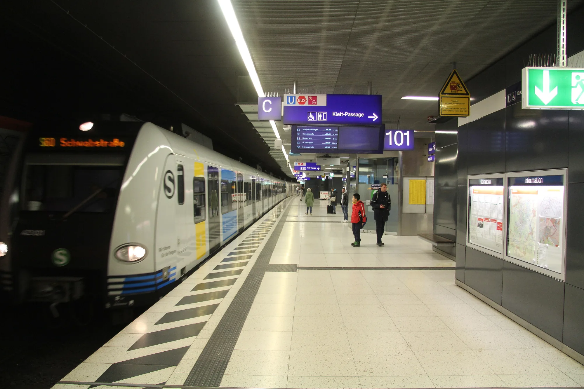 An S-Bahn train standing in the underground station in Stuttgart